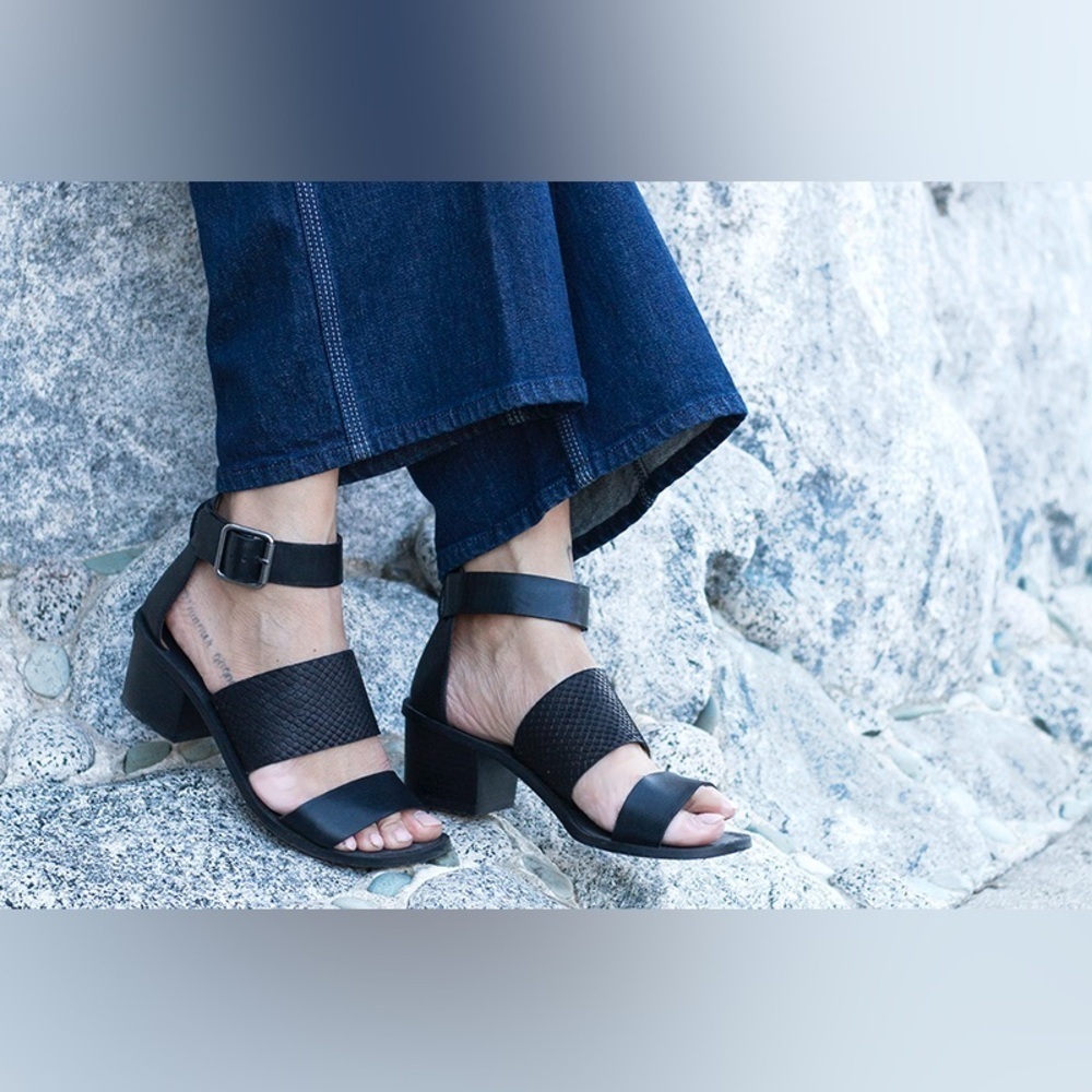 Madewell The Warren Block Heel- Black Leather- Size 7